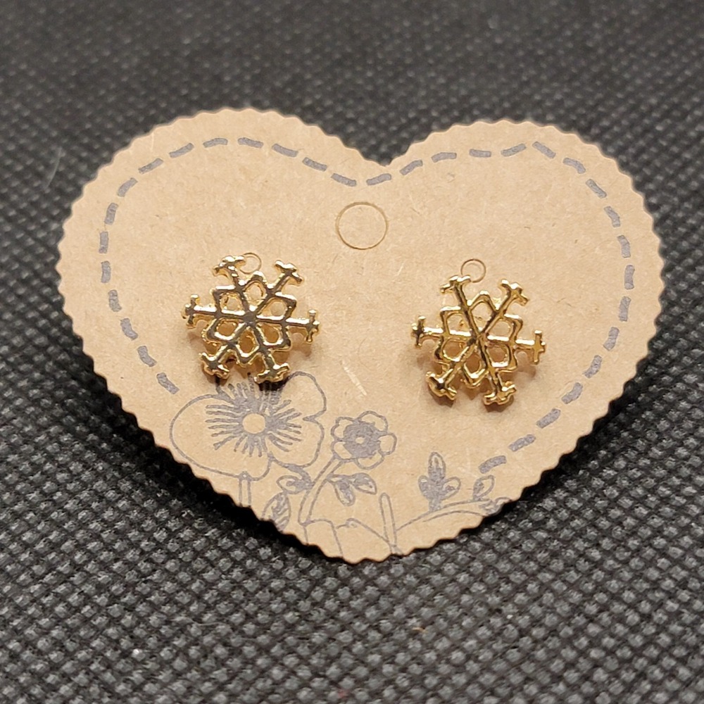 Gold Tone Snowflake Shaped Stud Earrings